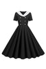 Load image into Gallery viewer, Peter Pan Collar Swing kjole fra 1950-tallet med korte ermer