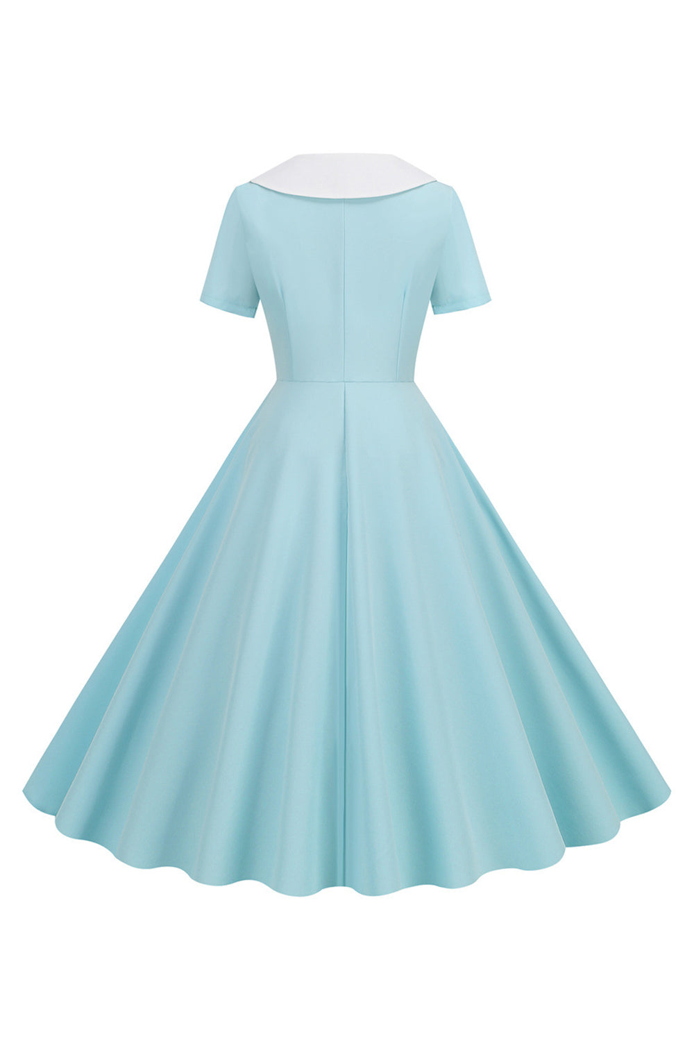 Peter Pan Collar Swing kjole fra 1950-tallet med korte ermer