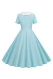 Peter Pan Collar Swing kjole fra 1950-tallet med korte ermer