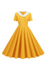 Load image into Gallery viewer, Peter Pan Collar Swing kjole fra 1950-tallet med korte ermer