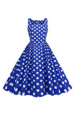 Svart Polka Prikker Vintage 1950-tallet Kjole