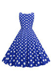 Svart Polka Prikker Vintage 1950-tallet Kjole