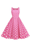 Svart Polka Prikker Vintage 1950-tallet Kjole