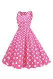 Svart Polka Prikker Vintage 1950-tallet Kjole