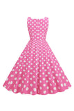 Svart Polka Prikker Vintage 1950-tallet Kjole
