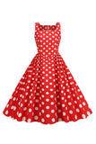 Svart Polka Prikker Vintage 1950-tallet Kjole