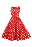 Svart Polka Prikker Vintage 1950-tallet Kjole