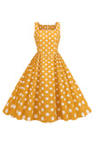 Svart Polka Prikker Vintage 1950-tallet Kjole