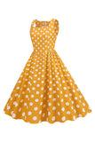 Svart Polka Prikker Vintage 1950-tallet Kjole