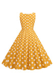 Svart Polka Prikker Vintage 1950-tallet Kjole