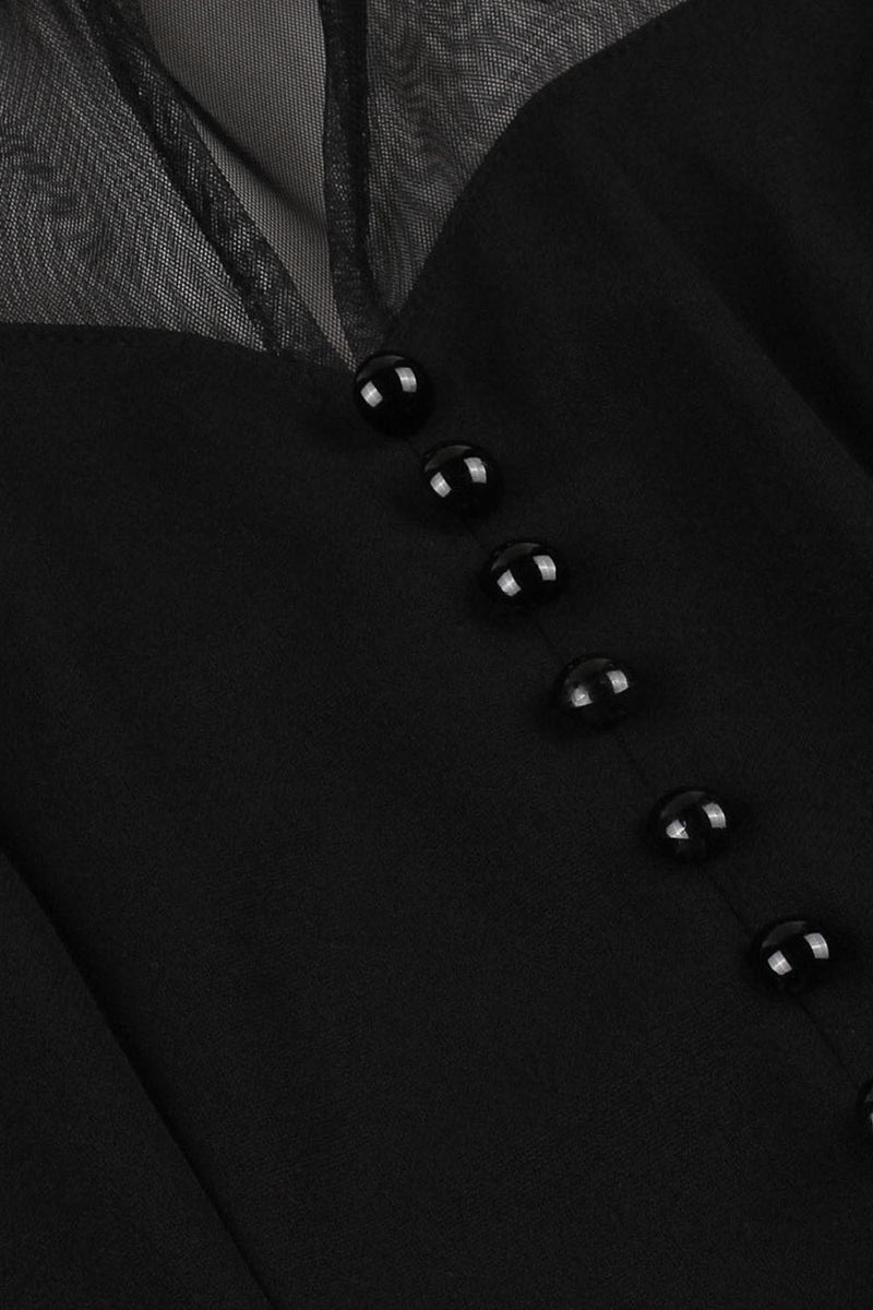 Load image into Gallery viewer, Black A Line Vintage 1950-tallet kjole med knapper