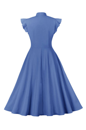 Gul Solid Swing 1950-tallet kjole med sløyfe