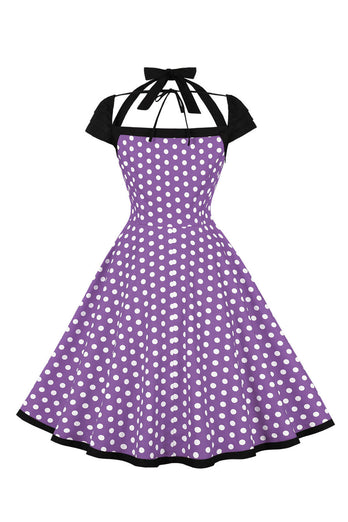 Red Polka Dots Halter Swing 1950-tallet kjole