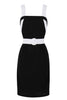 Load image into Gallery viewer, Firkantet hals svart bodycon kjole fra 1960-tallet