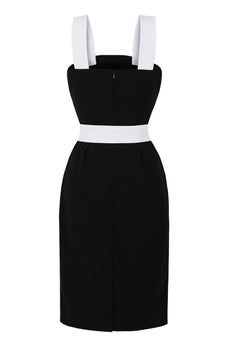 Firkantet hals svart bodycon kjole fra 1960-tallet