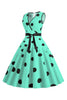 Load image into Gallery viewer, Lyseblå Polka Dots Vintage kjole fra 1950-tallet