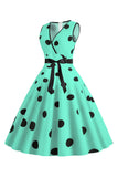 Lyseblå Polka Dots Vintage kjole fra 1950-tallet