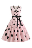 Lyseblå Polka Dots Vintage kjole fra 1950-tallet