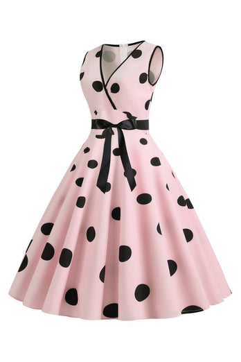 Lyseblå Polka Dots Vintage kjole fra 1950-tallet