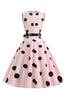 Load image into Gallery viewer, Lyseblå Polka Dots Vintage kjole fra 1950-tallet