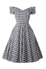 Load image into Gallery viewer, Svart Gingham Vintage kjole fra 1950-tallet
