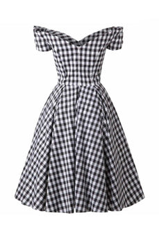 Svart Gingham Vintage kjole fra 1950-tallet