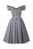 Svart Gingham Vintage kjole fra 1950-tallet