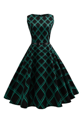 Swing Green rutete kjole fra 1950-tallet
