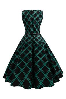 Swing Green rutete kjole fra 1950-tallet