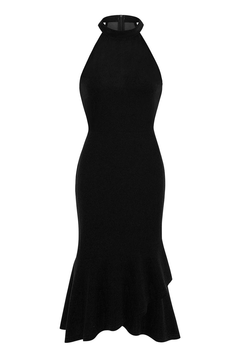 Load image into Gallery viewer, Halter Sheath Svart ermeløs kjole fra 1960-tallet