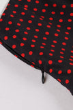 Black Polka Dots 1950-tallet Kjole med knapp