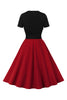 Load image into Gallery viewer, Retro stil firkantet hals burgunder kjole fra 1950-tallet