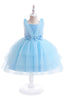 Load image into Gallery viewer, Blue Tylle Girl Party kjole med sløyfer