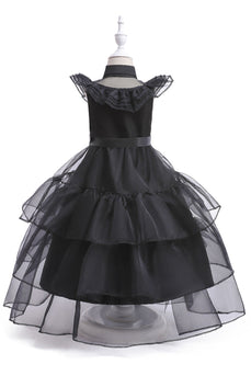 Black Tulle A Line Girl kjole med belte