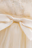Load image into Gallery viewer, Tulle A Line Champagne Girl kjole med sløyfe