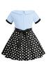Load image into Gallery viewer, Bateau Neck Polka Dots Hvit Vintage Girl kjoler