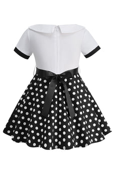 Bateau Neck Polka Dots Hvit Vintage Girl kjoler