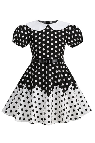 Puff ermer Polka Dots Black A Line Girls' Dress