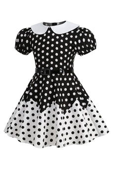 Puff ermer Polka Dots Black A Line Girls' Dress