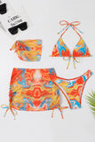 Halter Neck Orange Trykt Bikini