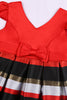Load image into Gallery viewer, En linje V Neck Red Girl kjole med cap ermer