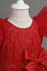 Load image into Gallery viewer, En Line Jewel Neck Red Girl Dress med Bowknot