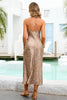 Load image into Gallery viewer, Brun leopard trykt Boho Maxi kjole
