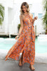Load image into Gallery viewer, Orange Floral Boho Maxi kjole med Slit
