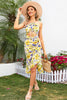 Load image into Gallery viewer, Halter Yellow Trykt Summer Casual Dress med Ruffles