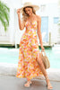 Load image into Gallery viewer, Oransje Trykt Halter Summer Casual Dress med Slit