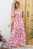 Load image into Gallery viewer, Rød Trykt Long Summer Casual Dress med Slit