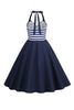Load image into Gallery viewer, Striper Halter Swing kjole fra 1950-tallet