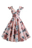 Load image into Gallery viewer, Rosa blomstertrykt swing kjole fra 1950-tallet