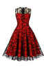 Load image into Gallery viewer, Rød blonder svinge vintage kjole